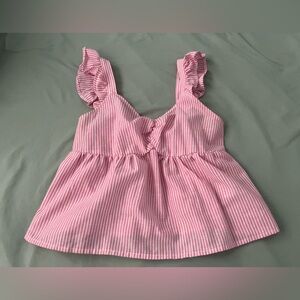 Pink Striped Off-Shoulder Top